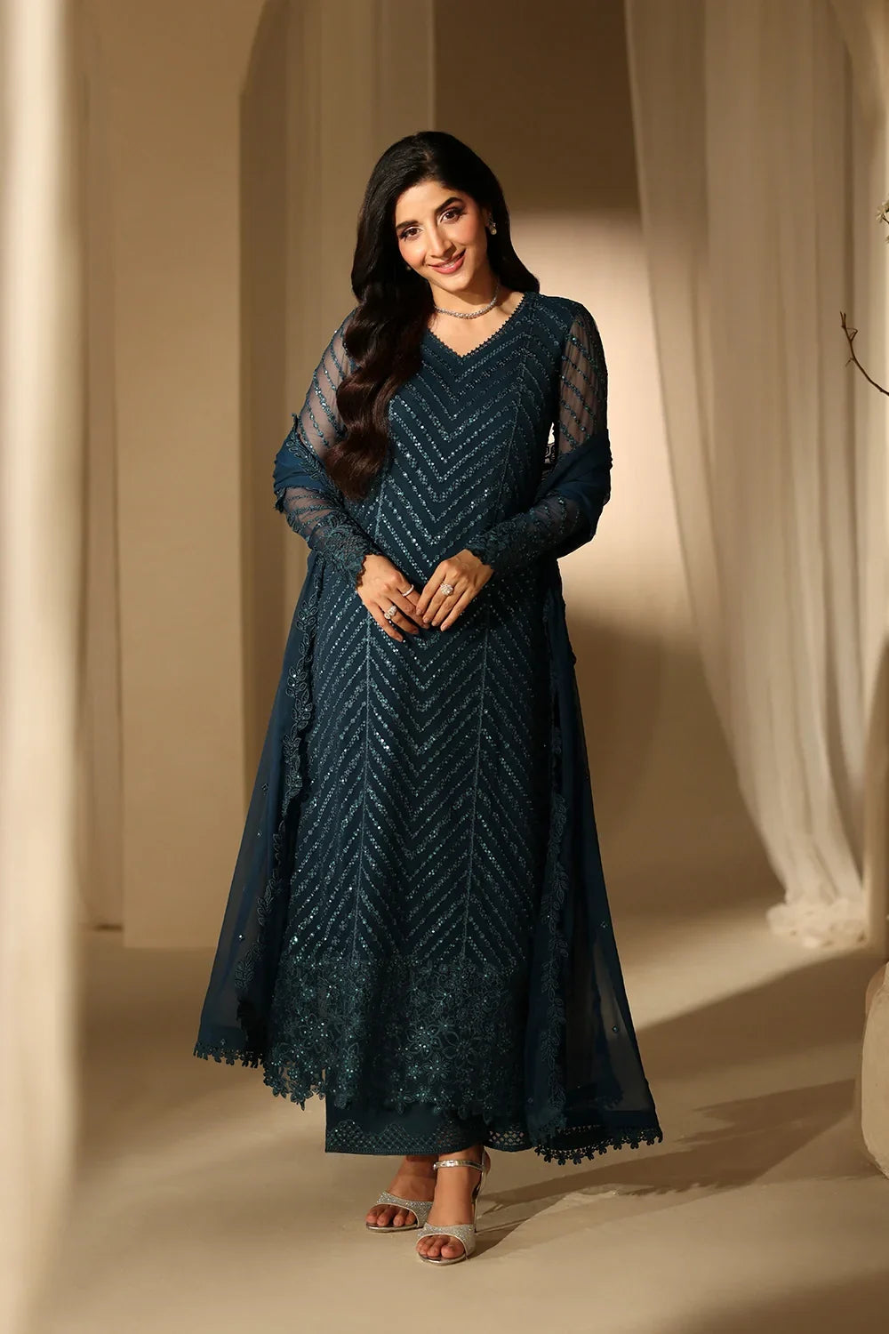 Azure Zinc Embroidered 3 Piece Unstitched Formal Chiffon J-0830-26 B&A Apparels Azure Zinc Embroidered 3 Piece Unstitched Formal Chiffon J-0830-26 B&A Apparels