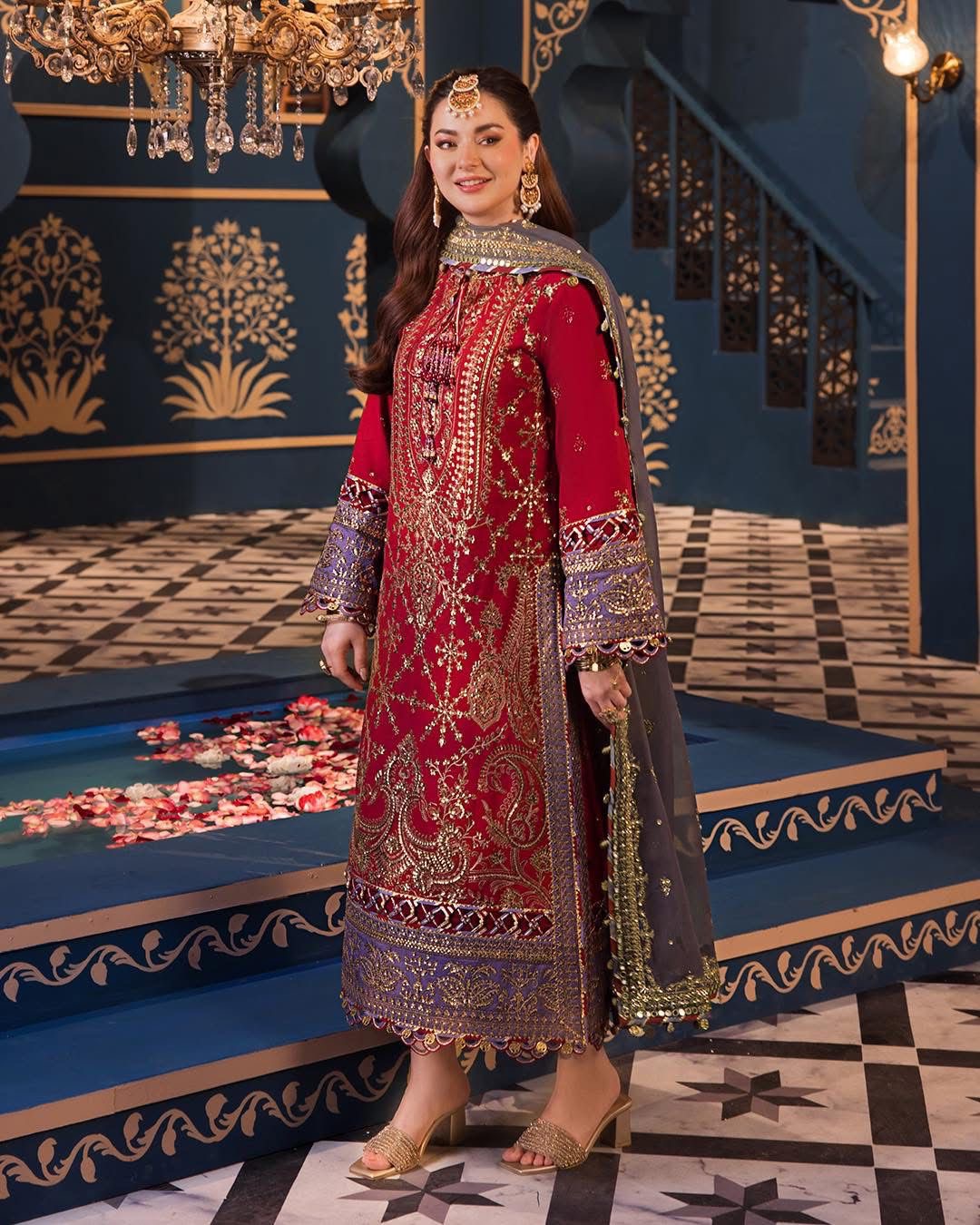 asim jofa red dress AJIM-06 EMBROIDERED COTTON 3 PCS
