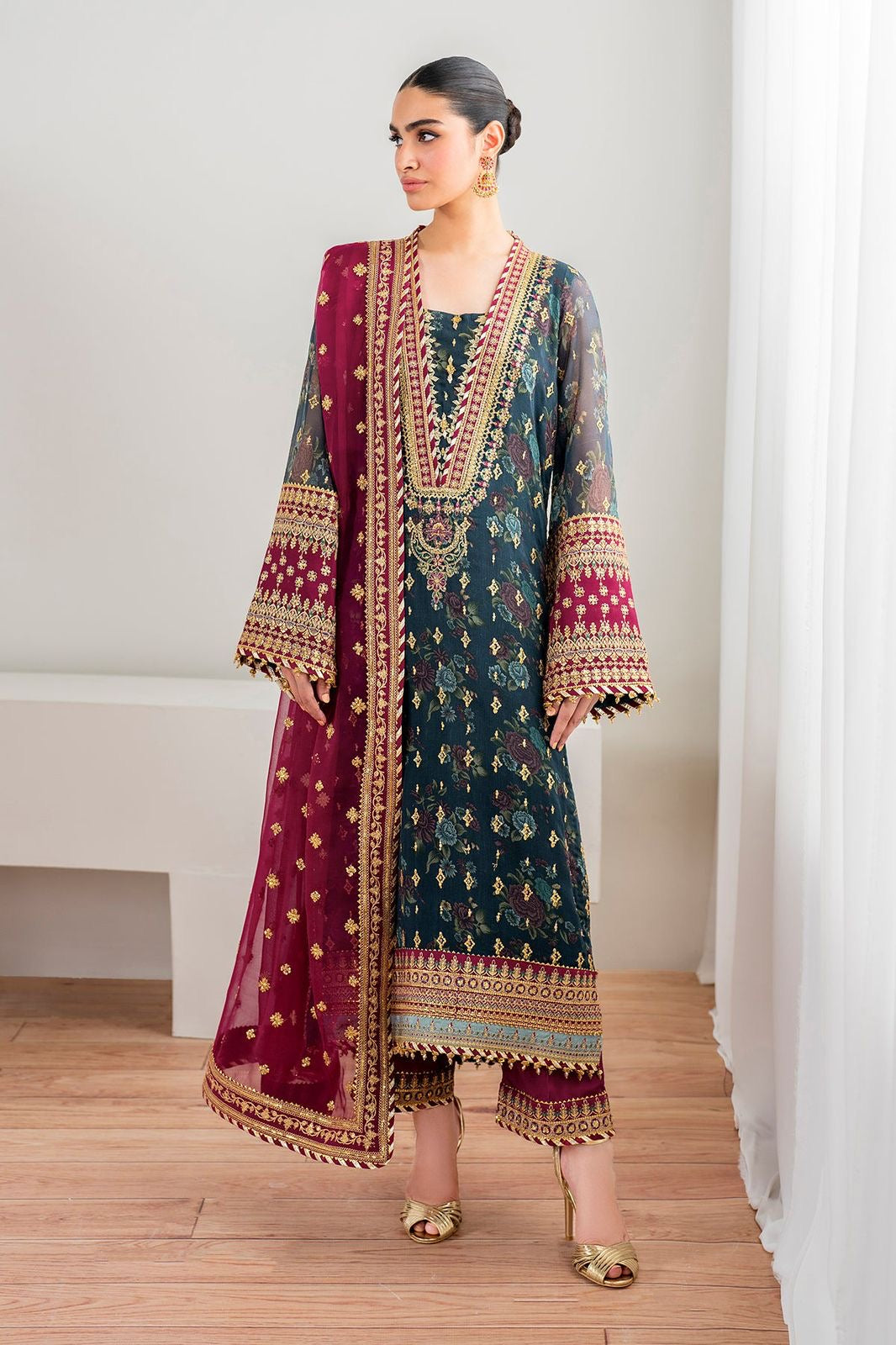 Baroque Green Formal Chiffon WQ-0099-25 B&A Apparels Baroque Green Formal Chiffon WQ-0099-25 B&A Apparels