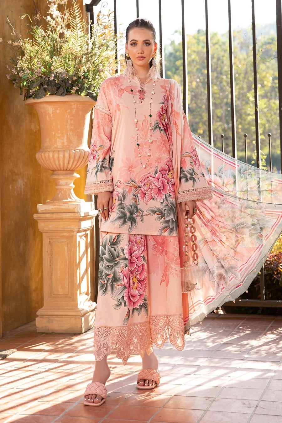 Maria B Peach Lawn 4 B HJ 23 B A Apparels