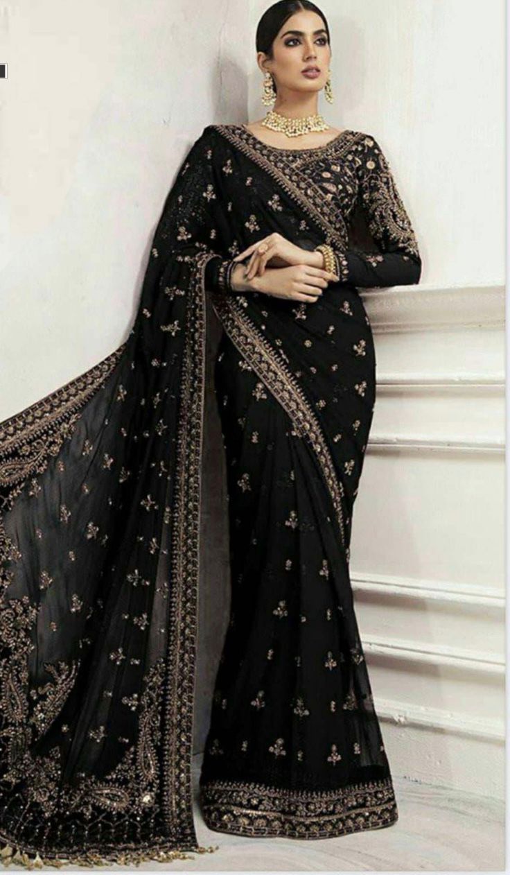 Maria B Black Saree Waq Banda Apparels